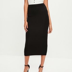 Misguided Black Bodcon Midi Skirt